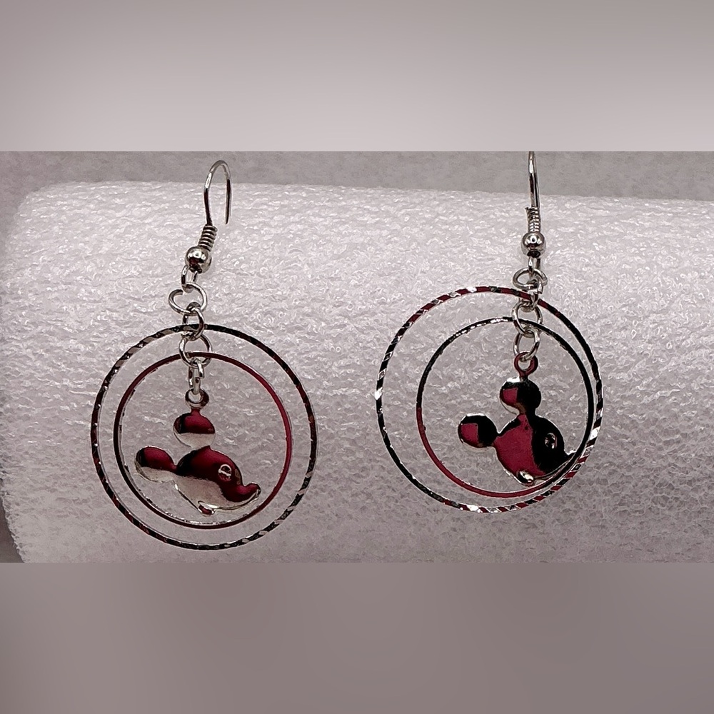 Mickey Mouse Silver Tone Earrings